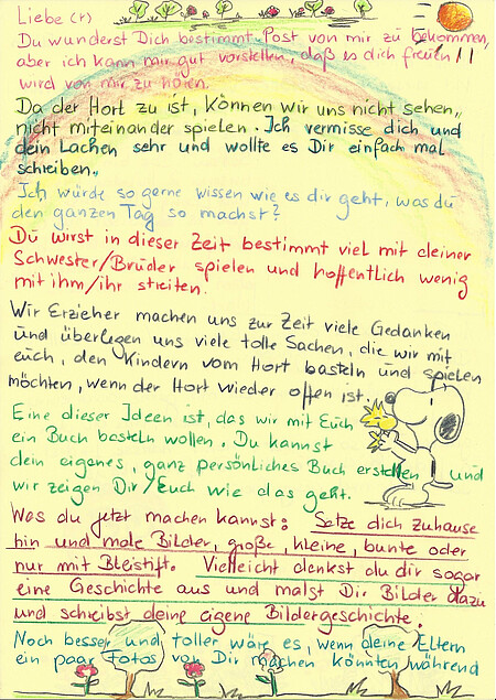 Brief aus dem Kindertreff in Kämpfelbach